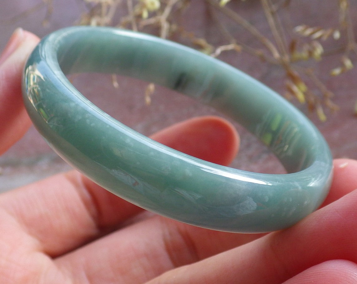 Certified Icy Green Burma 100% Natural A JADE Jadeite Bangle Bracelet 49 mm 手镯 642734 Small Size  TN
