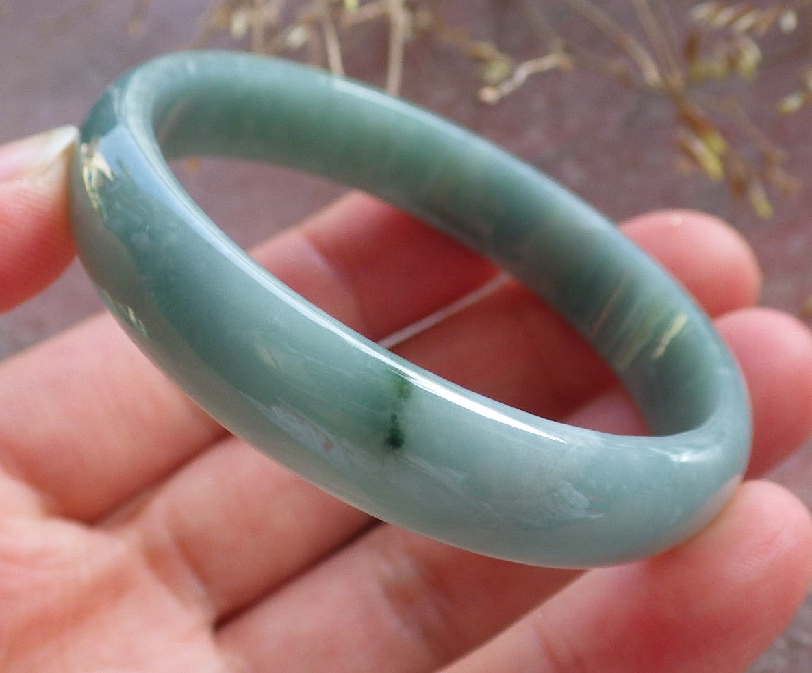 Certified Icy Green Burma 100% Natural A JADE Jadeite Bangle Bracelet 49 mm 手镯 642734 Small Size  TN