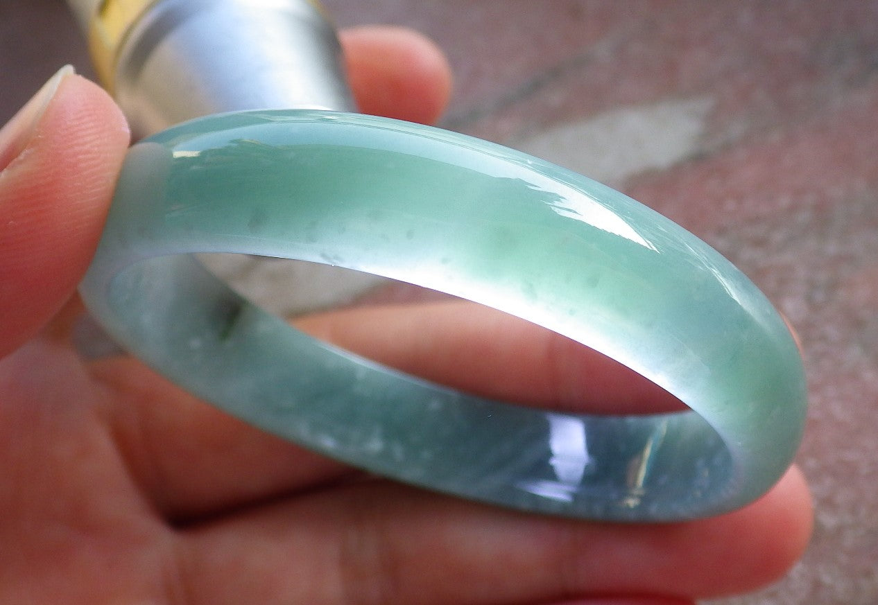 Certified Icy Green Burma 100% Natural A JADE Jadeite Bangle Bracelet 49 mm 手镯 642734 Small Size  TN