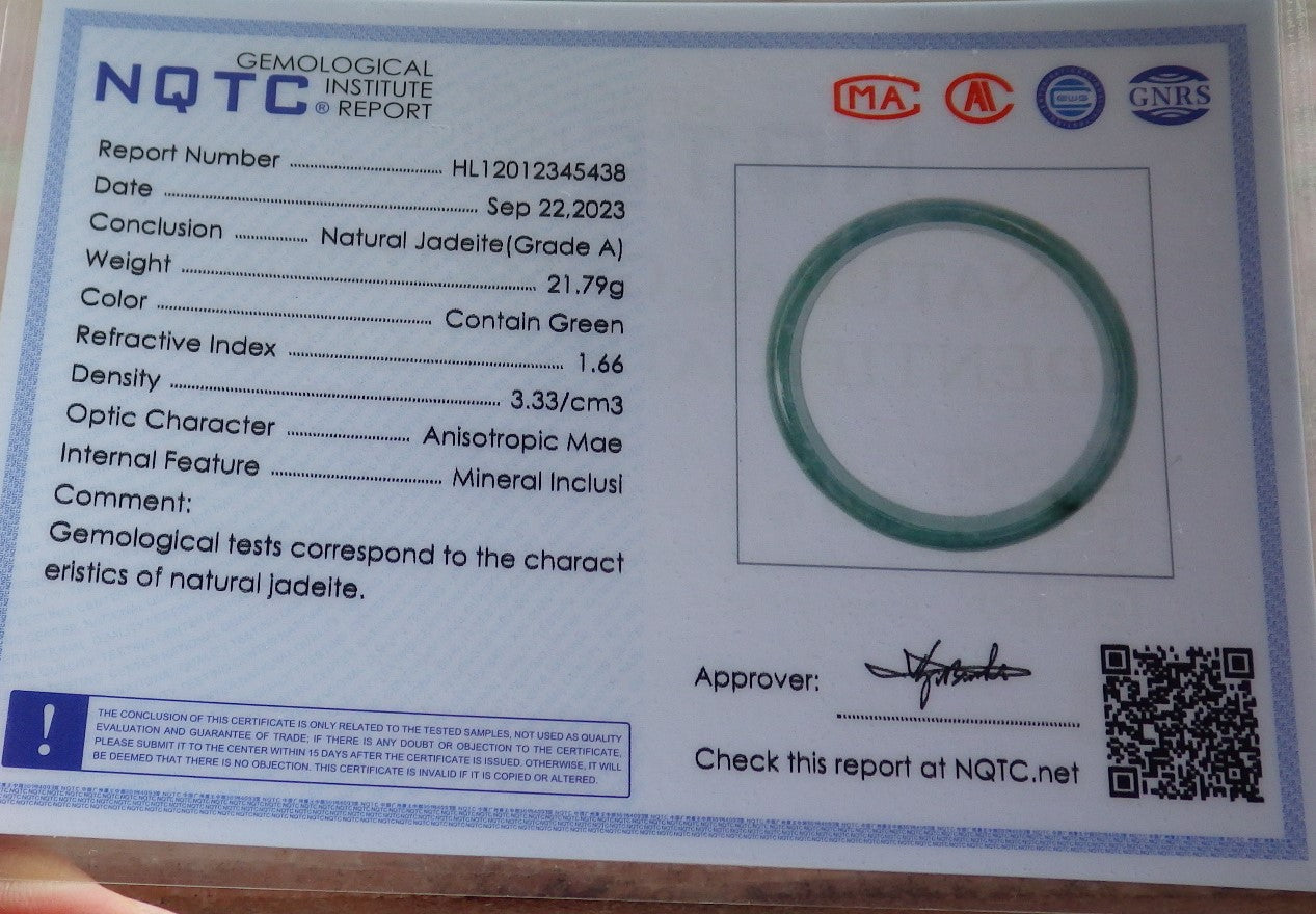 Certified Icy Green Burma 100% Natural A JADE Jadeite Bangle Bracelet 49 mm 手镯 642734 Small Size  TN