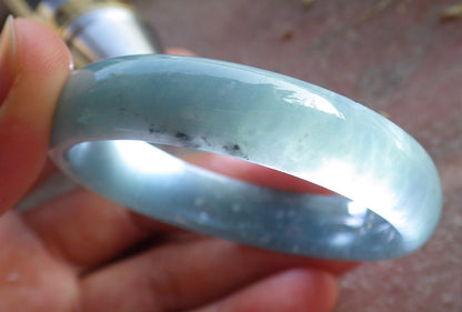 Certified Icy Green Burma 100% Natural A JADE Jadeite Bangle Bracelet 49 mm 手镯 642744 Small Size  TN