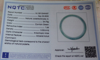 Certified Icy Green Burma 100% Natural A JADE Jadeite Bangle Bracelet 49 mm 手镯 642744 Small Size  TN