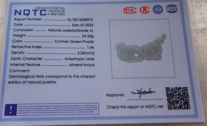 Certified Green Burma 100% Natural A Jade jadeite Pendant Dragon Pi Xiu Bead Necklace 风水貔貅 642899  TN