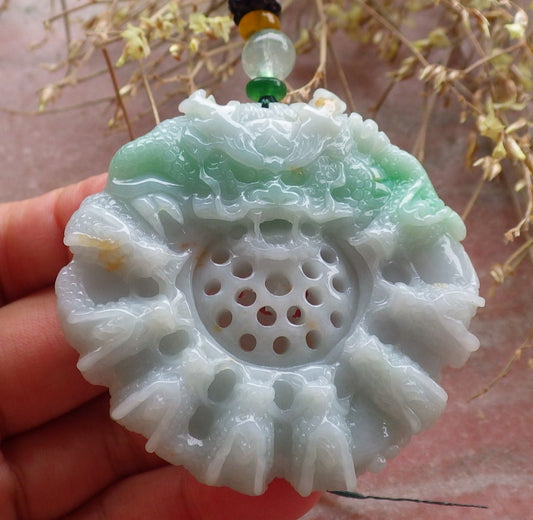 Certified Icy Green Burma 100% Natural A Jade jadeite Pendant 9 Dragon Bead Necklace 九龙戏珠 642989  TN
