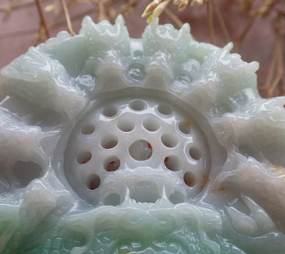 Certified Icy Green Burma 100% Natural A Jade jadeite Pendant 9 Dragon Bead Necklace 九龙戏珠 642989  TN