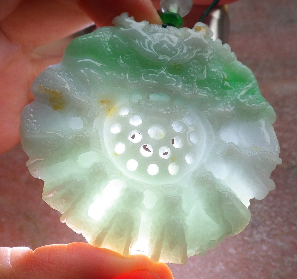 Certified Icy Green Burma 100% Natural A Jade jadeite Pendant 9 Dragon Bead Necklace 九龙戏珠 642989  TN