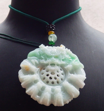 Certified Icy Green Burma 100% Natural A Jade jadeite Pendant 9 Dragon Bead Necklace 九龙戏珠 642989  TN