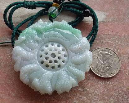 Certified Icy Green Burma 100% Natural A Jade jadeite Pendant 9 Dragon Bead Necklace 九龙戏珠 642989  TN