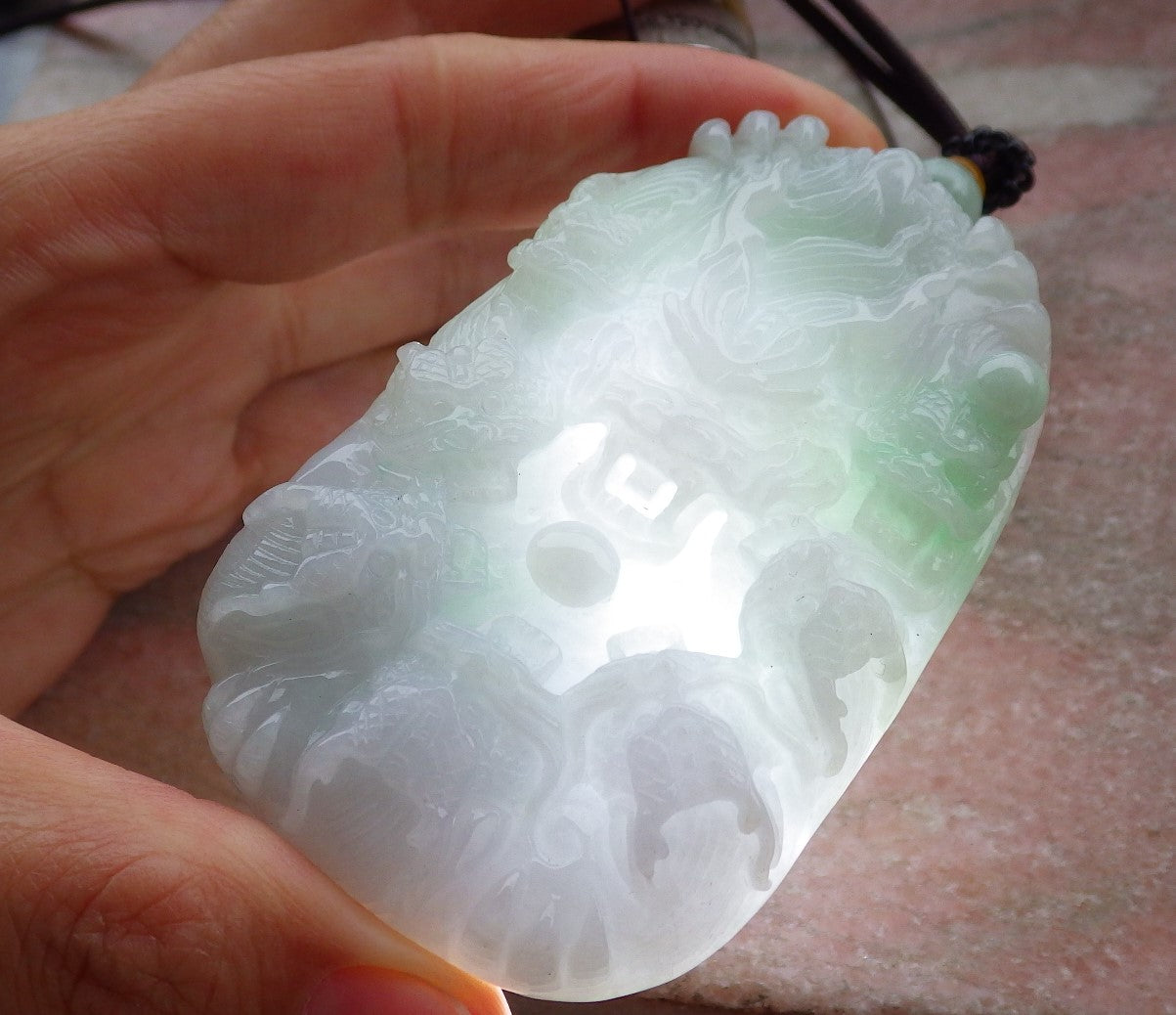 Certified Green Pale Lavender Burma 100% Natural A Jade jadeite Pendant 9 Dragon Bead Necklace 九龙戏珠 643068 TN