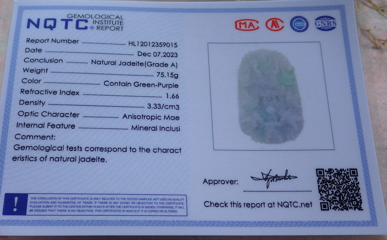 Certified Green Pale Lavender Burma 100% Natural A Jade jadeite Pendant 9 Dragon Bead Necklace 九龙戏珠 643068 TN
