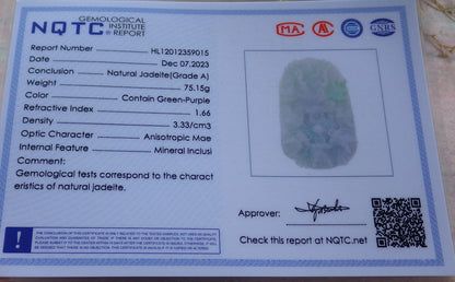 Certified Green Pale Lavender Burma 100% Natural A Jade jadeite Pendant 9 Dragon Bead Necklace 九龙戏珠 643068 TN