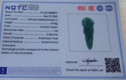 Certified Icy Green Burma 100% Natural A Jade jadeite Pendant Guanyin Kwan Yin Lotus Flower Sword Necklace 观音 643094  TN