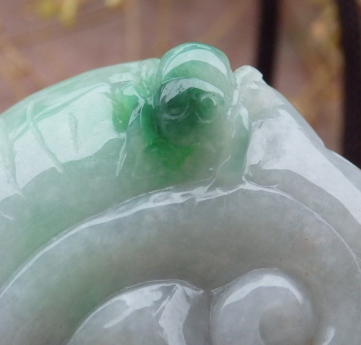 Certified Green Burma 100% Natural A Jade jadeite Pendant Dragon Pi Xiu Bead Necklace 风水貔貅 643135  TN