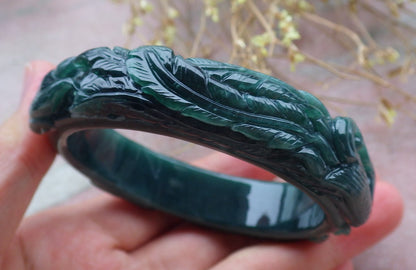 Certified Burma JADE Dragon Phoenix Bangle Bracelet 57 mm 643199 TN