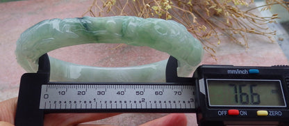 Certified Green Burma 100% Natural A JADE Jadeite Dragon Phoenix Bangle Bracelet 77 mm 手镯 643210  TN