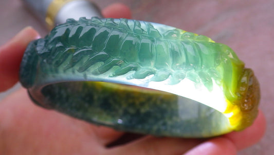 Certified JADE Jadeite Frog centipede snake Bangle Bracelet 54 mm 643222 TN