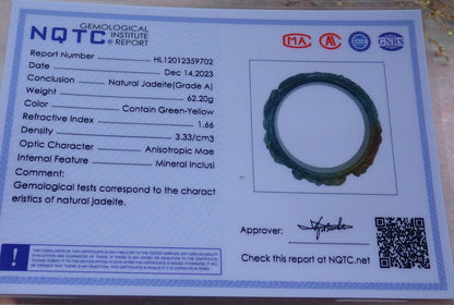Certified JADE Jadeite Frog centipede snake Bangle Bracelet 54 mm 643222 TN