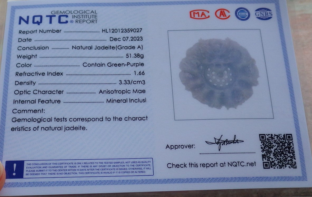 Certified Pale Lavender Burma 100% Natural A Jade jadeite Pendant 9 Dragon Bead Necklace 九龙戏珠 643297  TN