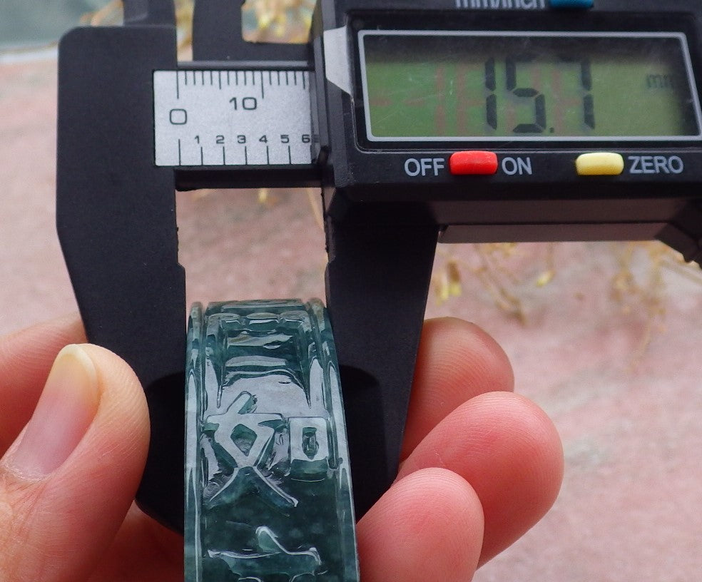 Certified Icy Green Burma 100% Natural A JADE Jadeite Dragon Phoenix Bangle Bracelet 64 mm 手镯 643331  TN