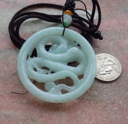 Certified Green Burma 100% Natural A Jade jadeite Pendant Dragon Bead Necklace 生意兴隆 643384  TN