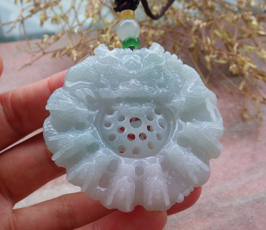 Certified Green Burma 100% Natural A Jade jadeite Pendant 9 Dragon Bead Necklace 九龙戏珠 643392  TN