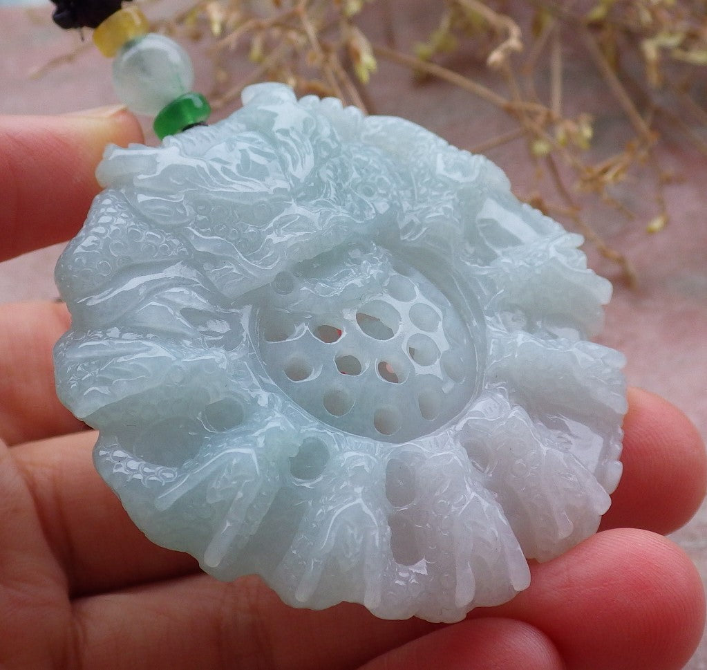 Certified Green Burma 100% Natural A Jade jadeite Pendant 9 Dragon Bead Necklace 九龙戏珠 643392  TN