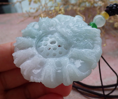 Certified Green Burma 100% Natural A Jade jadeite Pendant 9 Dragon Bead Necklace 九龙戏珠 643392  TN