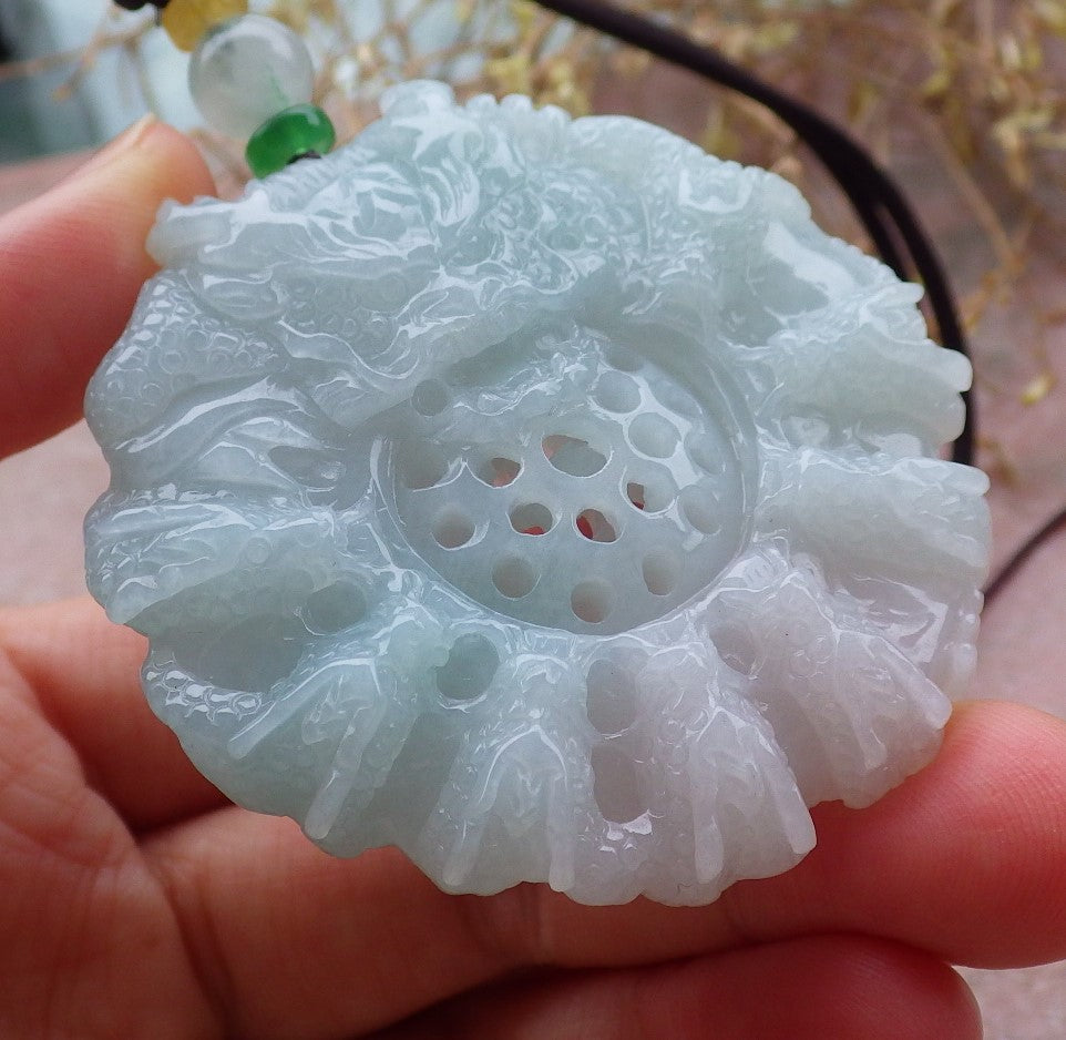 Certified Green Burma 100% Natural A Jade jadeite Pendant 9 Dragon Bead Necklace 九龙戏珠 643392  TN