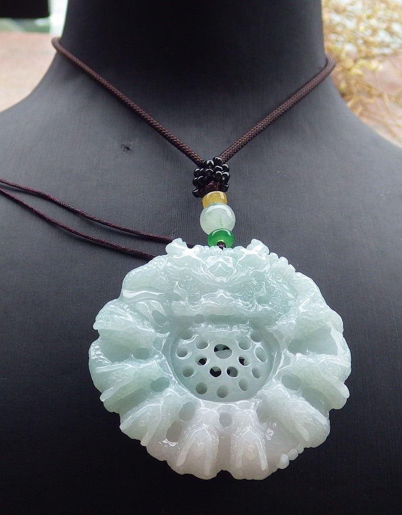 Certified Green Burma 100% Natural A Jade jadeite Pendant 9 Dragon Bead Necklace 九龙戏珠 643392  TN