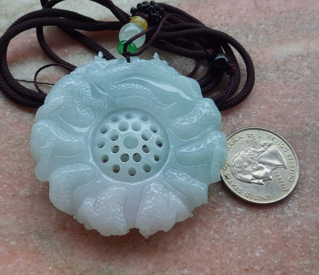 Certified Green Burma 100% Natural A Jade jadeite Pendant 9 Dragon Bead Necklace 九龙戏珠 643392  TN