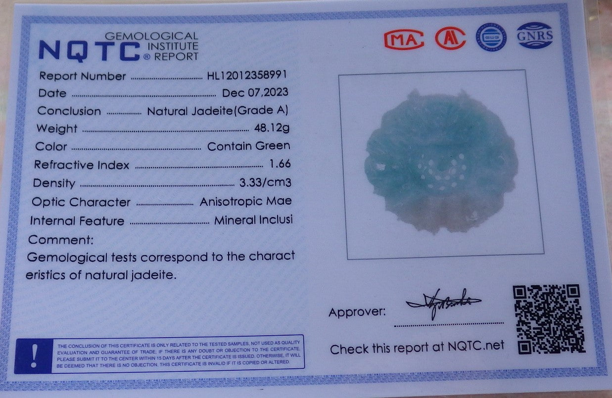 Certified Green Burma 100% Natural A Jade jadeite Pendant 9 Dragon Bead Necklace 九龙戏珠 643392  TN