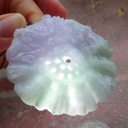 Certified Lavender Green Burma 100% Natural A Jade jadeite Pendant 9 Dragon Bead Necklace 九龙戏珠 643401  TN
