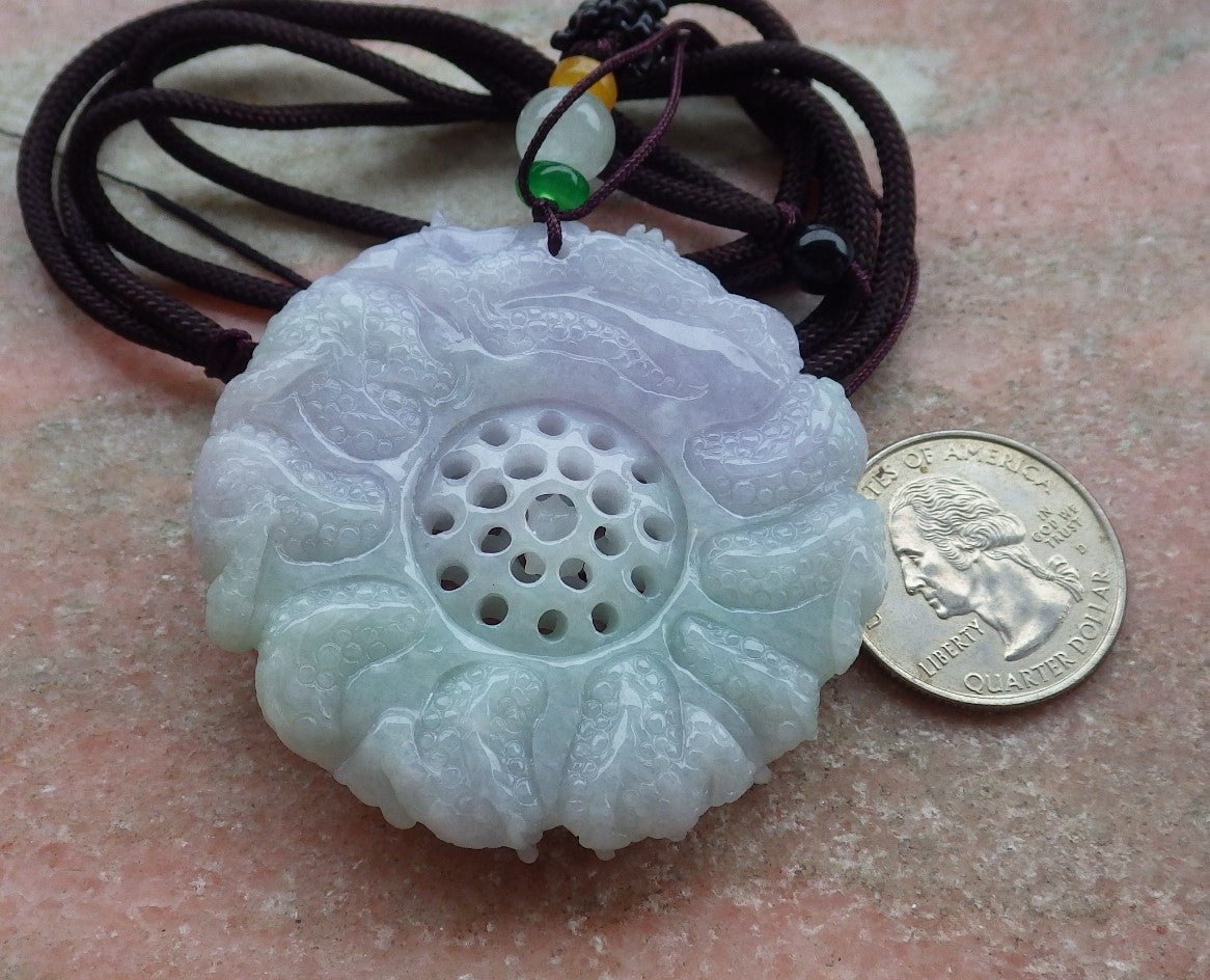 Certified Lavender Green Burma 100% Natural A Jade jadeite Pendant 9 Dragon Bead Necklace 九龙戏珠 643401  TN