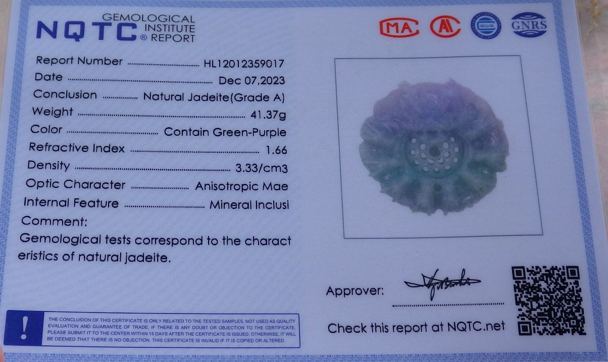 Certified Lavender Green Burma 100% Natural A Jade jadeite Pendant 9 Dragon Bead Necklace 九龙戏珠 643401  TN