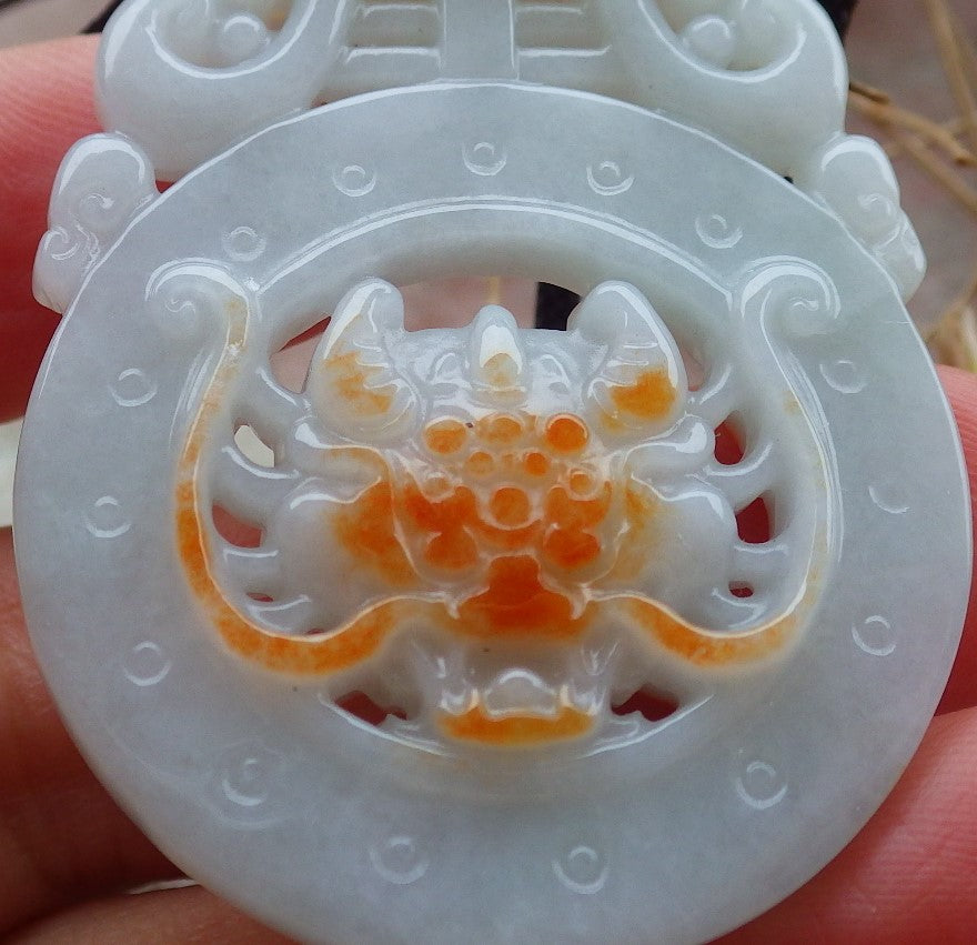 Certified Red Burma 100% Natural A Jade jadeite Pendant Dragon Ruyi Necklace 生意兴隆 643501  TN