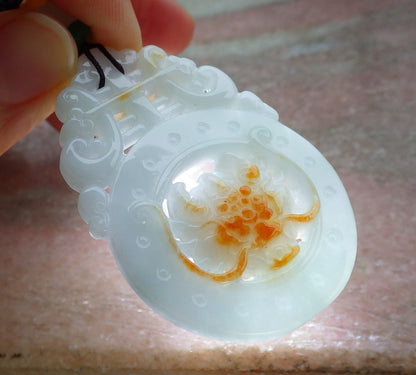 Certified Red Burma 100% Natural A Jade jadeite Pendant Dragon Ruyi Necklace 生意兴隆 643501  TN