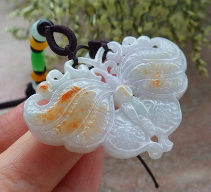Certified Red Green Burma 100% Natural A Jade jadeite Pendant Butterfly Neckace 蝴蝶 643536  TN