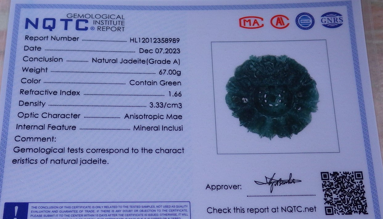 Certified Icy Green Burma 100% Natural A Jade jadeite Pendant 9 Dragon Bead Necklace 九龙戏珠 643581  TN