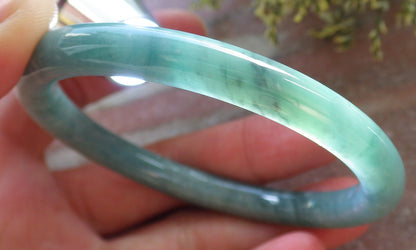 Certified Green Burma 100% Natural A JADE Jadeite Circle Bangle Bracelet 57 mm 手镯 643749  TN