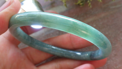 Certified Green Burma 100% Natural A JADE Jadeite Circle Bangle Bracelet 57 mm 手镯 643749  TN