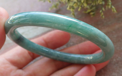 Certified Green Burma 100% Natural A JADE Jadeite Circle Bangle Bracelet 57 mm 手镯 643749  TN