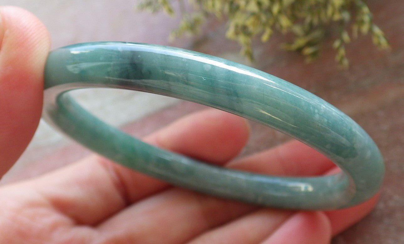 Certified Green Burma 100% Natural A JADE Jadeite Circle Bangle Bracelet 57 mm 手镯 643749  TN