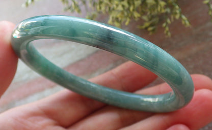 Certified Green Burma 100% Natural A JADE Jadeite Circle Bangle Bracelet 57 mm 手镯 643749  TN