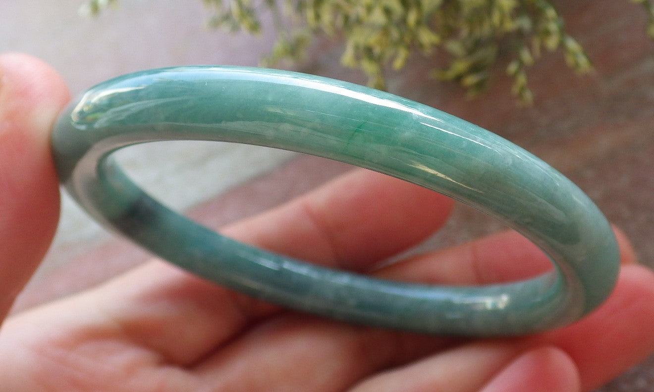 Certified Green Burma 100% Natural A JADE Jadeite Circle Bangle Bracelet 57 mm 手镯 643749  TN