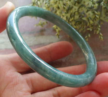 Certified Green Burma 100% Natural A JADE Jadeite Circle Bangle Bracelet 57 mm 手镯 643749  TN