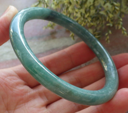 Certified Green Burma 100% Natural A JADE Jadeite Circle Bangle Bracelet 57 mm 手镯 643749  TN