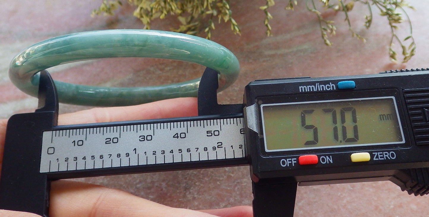 Certified Green Burma 100% Natural A JADE Jadeite Circle Bangle Bracelet 57 mm 手镯 643749  TN