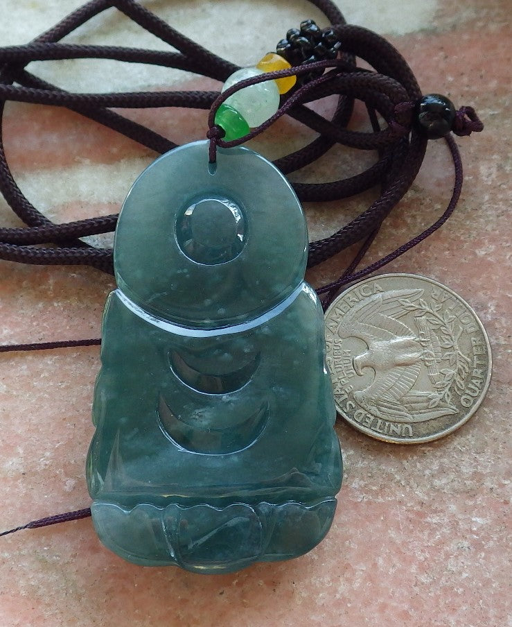 Certified Icy Green Burma 100% Natural A Jade jadeite Pendant Guanyin Kwan Yin Lotus Flower Necklace 观音 643773  TN
