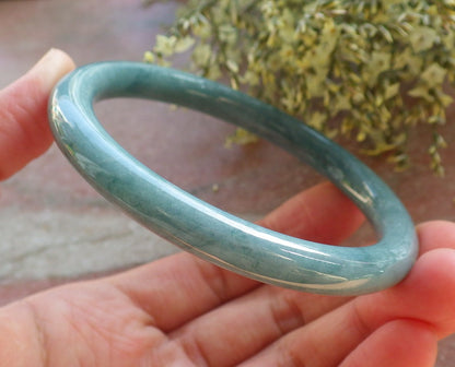 Certified Green Burma 100% Natural A JADE Jadeite Circle Bangle Bracelet 58 mm 手镯 643854  TN