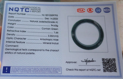 Certified Icy Green Burma 100% Natural A JADE Jadeite Dragon Phoenix Bangle Bracelet 65 mm 手镯 643908  TN